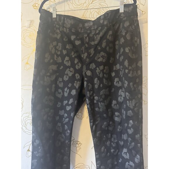 Chicos Chico’s Pants Size 3 US 16 Black Cheetah Print Jeggings Stretch 078 - Picture 2 of 7